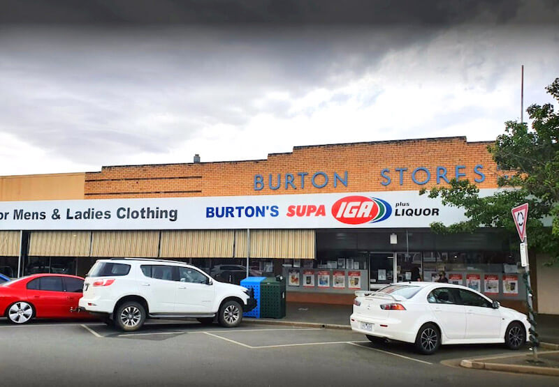 A photo of Burton's Supa IGA facade