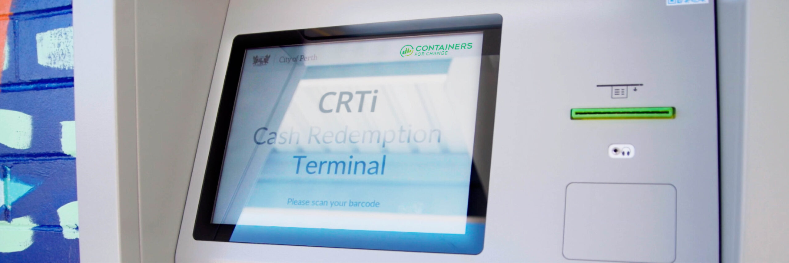 Close up of a CRTi Cash Redemption Terminal device